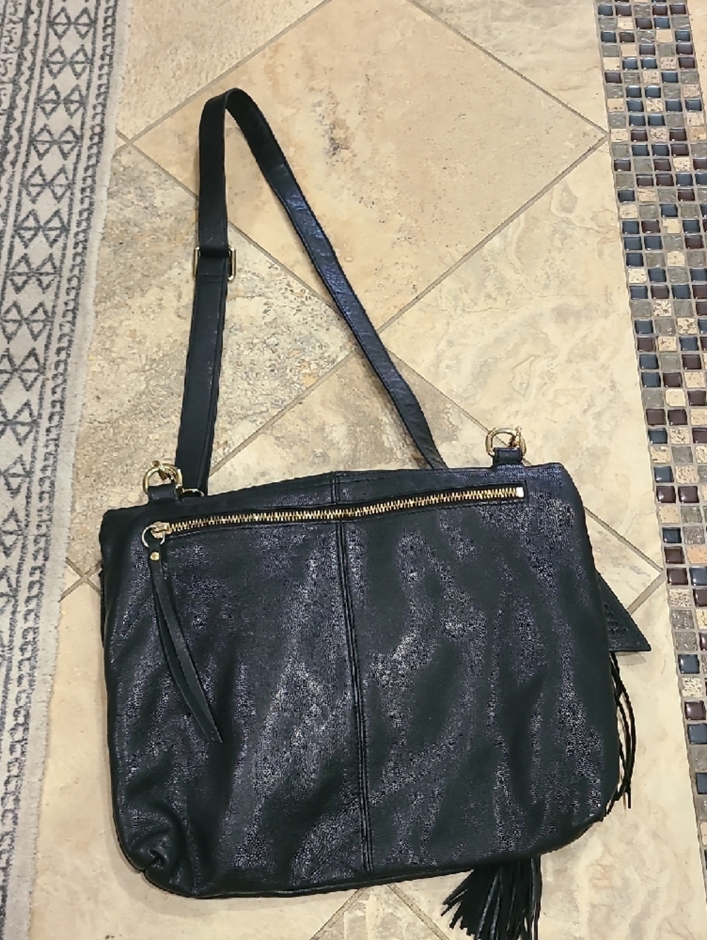 Sorial New York Black Leather Tote Bag with Tassel Accents - Picture 7 of 11
